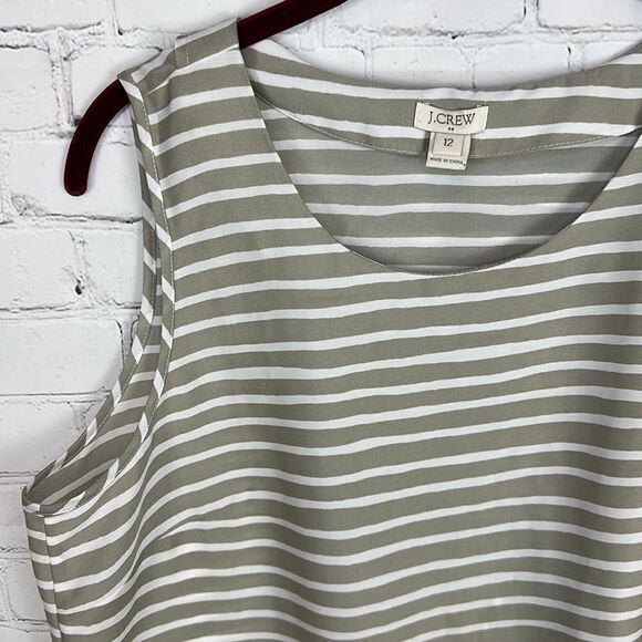 J. Crew Striped Split Back Sleeveless Blouse Size 12 - Picture 2 of 6